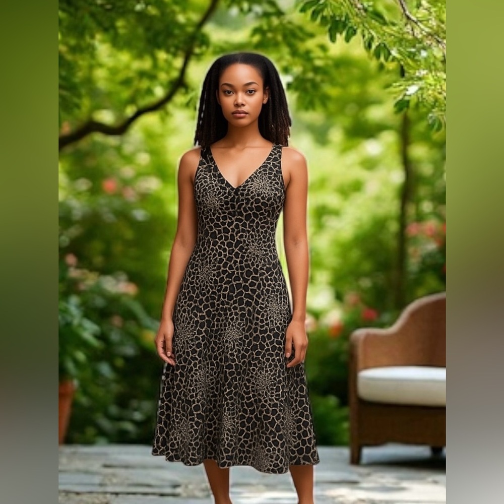 Paradise Black and White Floral Midi Dress